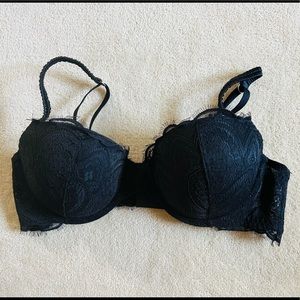 Gilly Hicks Lace Push-Up Balconette Bra in Black